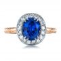 18k Rose Gold And Platinum 18k Rose Gold And Platinum Custom Two-tone Halo Diamond Engagement Ring - Top View -  1178 - Thumbnail