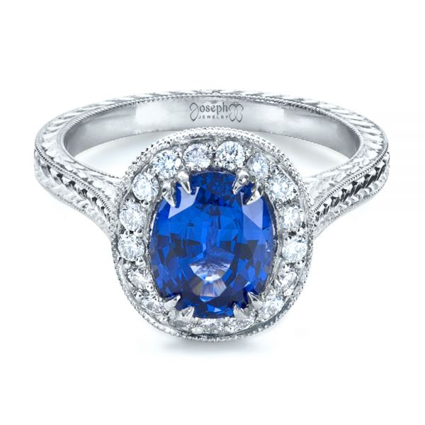 Platinum And Platinum Platinum And Platinum Custom Two-tone Halo Diamond Engagement Ring - Flat View - 1178