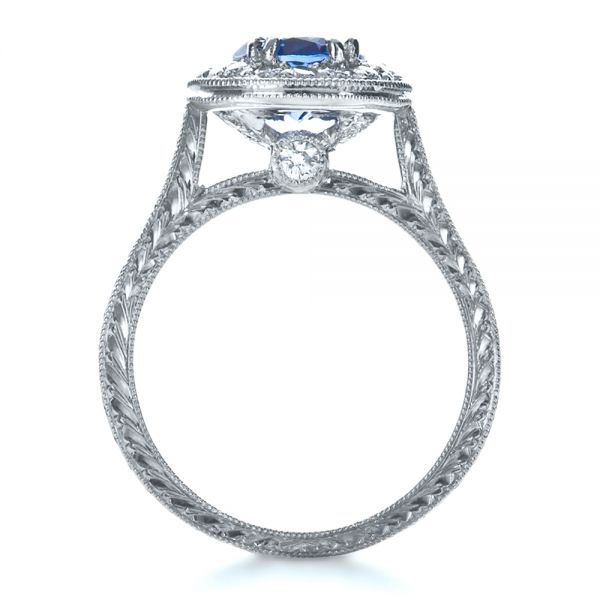  Platinum And 18K Gold Platinum And 18K Gold Custom Two-tone Halo Diamond Engagement Ring - Front View -  1178