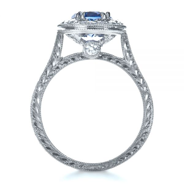 Platinum And Platinum Platinum And Platinum Custom Two-tone Halo Diamond Engagement Ring - Front View - 1178
