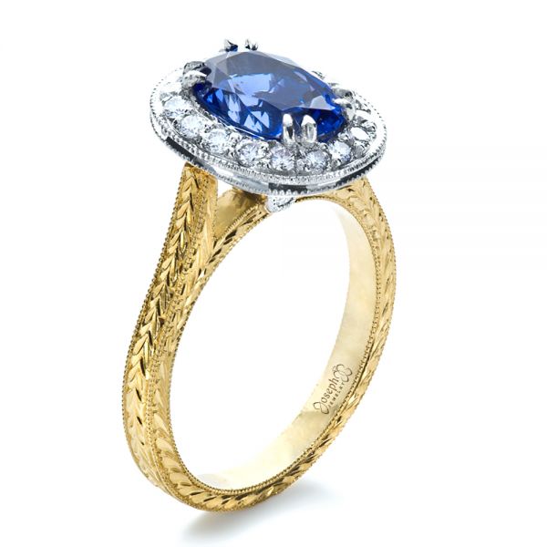 Custom Two-Tone Halo Diamond Engagement Ring - Image