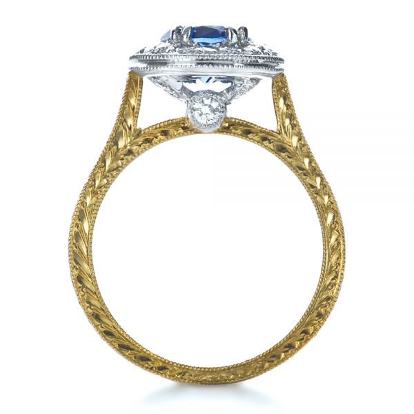 14k Yellow Gold And Platinum 14k Yellow Gold And Platinum Custom Two-tone Halo Diamond Engagement Ring - Front View -  1178
