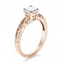 14k Rose Gold And Platinum 14k Rose Gold And Platinum Custom Two-tone Hand Engraved Engagement Ring - Three-Quarter View -  1384 - Thumbnail