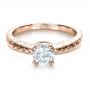 18k Rose Gold And 14K Gold 18k Rose Gold And 14K Gold Custom Two-tone Hand Engraved Engagement Ring - Flat View -  1384 - Thumbnail