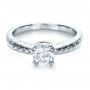 14k White Gold And Platinum 14k White Gold And Platinum Custom Two-tone Hand Engraved Engagement Ring - Flat View -  1384 - Thumbnail