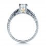 14k White Gold And 14K Gold 14k White Gold And 14K Gold Custom Two-tone Hand Engraved Engagement Ring - Front View -  1384 - Thumbnail
