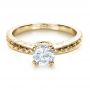 18k Yellow Gold And Platinum 18k Yellow Gold And Platinum Custom Two-tone Hand Engraved Engagement Ring - Flat View -  1384 - Thumbnail