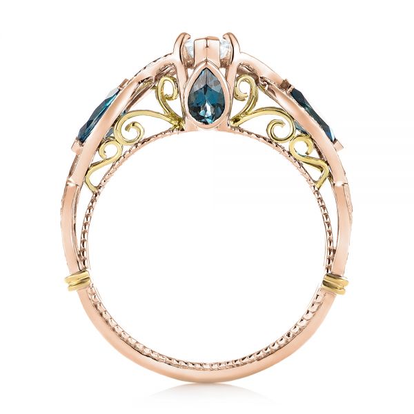 14k Rose Gold And 18K Gold 14k Rose Gold And 18K Gold Custom Two-tone London Blue Topaz And Diamond Engagement Ring - Front View -  103381 - Thumbnail