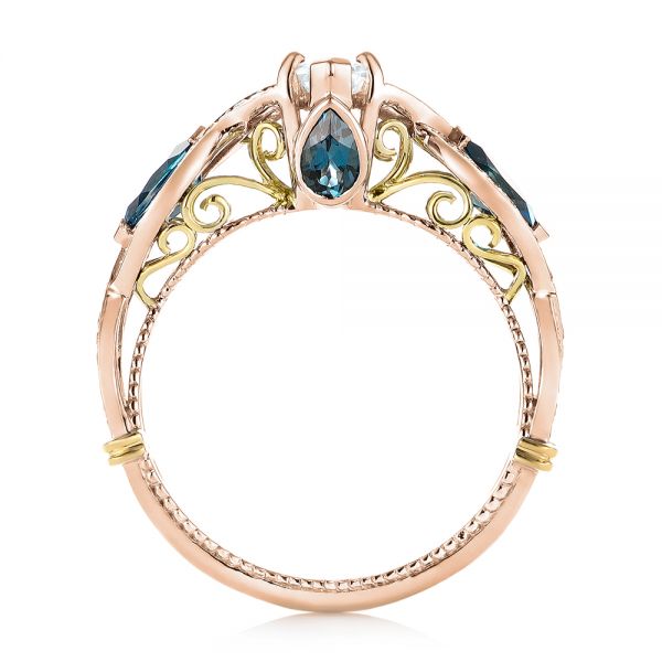 14k Rose Gold And 18K Gold 14k Rose Gold And 18K Gold Custom Two-tone London Blue Topaz And Diamond Engagement Ring - Front View - 103381