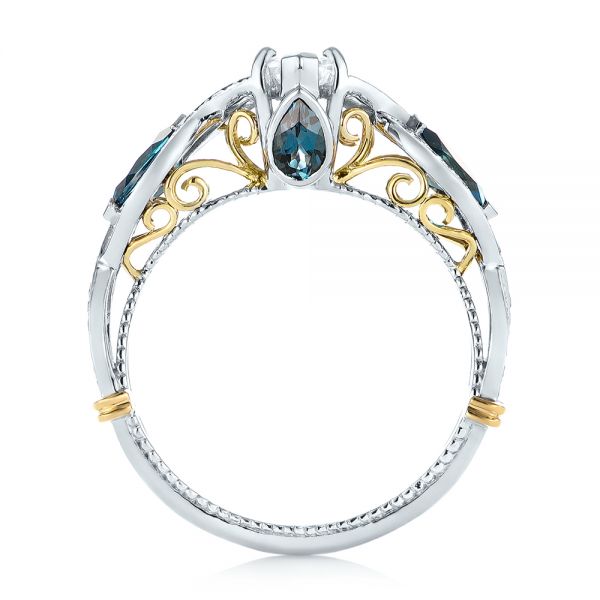  Platinum And 14K Gold Platinum And 14K Gold Custom Two-tone London Blue Topaz And Diamond Engagement Ring - Front View -  103381 - Thumbnail