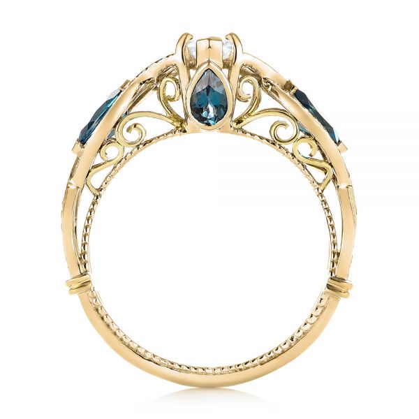 18k Yellow Gold And 18K Gold 18k Yellow Gold And 18K Gold Custom Two-tone London Blue Topaz And Diamond Engagement Ring - Front View - 103381