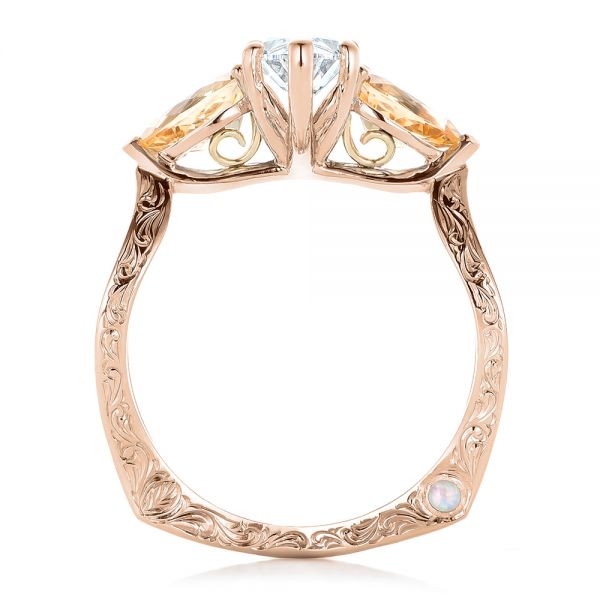 18k Rose Gold And Platinum 18k Rose Gold And Platinum Custom Two-tone Marquise Diamond En Topaz Engagement Ring - Front View -  102269