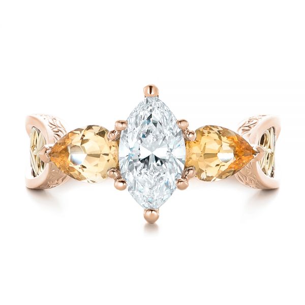 14k Rose Gold And 14K Gold 14k Rose Gold And 14K Gold Custom Two-tone Marquise Diamond En Topaz Engagement Ring - Top View -  102269