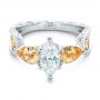 14k White Gold And 14K Gold Custom Two-tone Marquise Diamond En Topaz Engagement Ring - Flat View -  102269 - Thumbnail