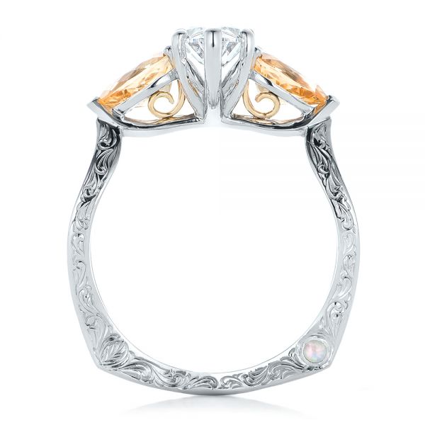 14k White Gold And 14K Gold Custom Two-tone Marquise Diamond En Topaz Engagement Ring - Front View -  102269