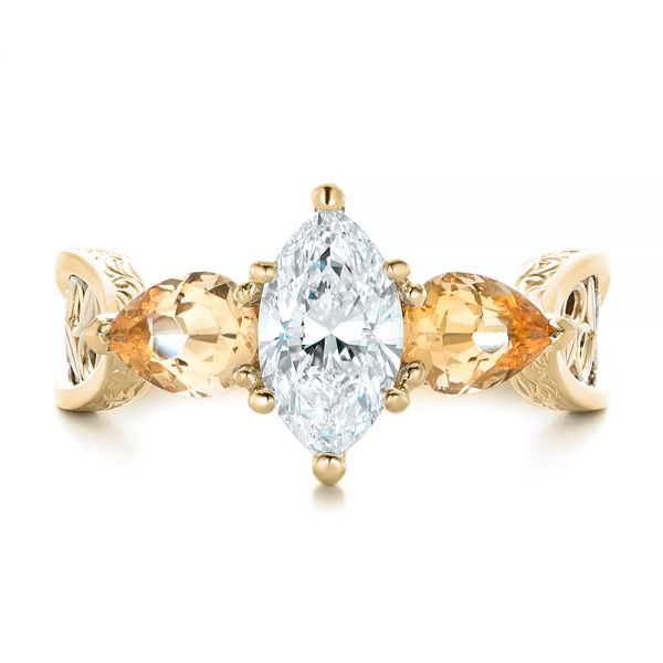 18k Yellow Gold And Platinum 18k Yellow Gold And Platinum Custom Two-tone Marquise Diamond En Topaz Engagement Ring - Top View -  102269