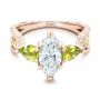 14k Rose Gold And Platinum 14k Rose Gold And Platinum Custom Two-tone Marquise Diamond And Peridot Engagement Ring - Flat View -  101990 - Thumbnail