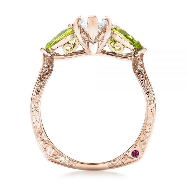 18k Rose Gold And 18K Gold 18k Rose Gold And 18K Gold Custom Two-tone Marquise Diamond And Peridot Engagement Ring - Front View - 101990