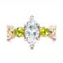 14k Rose Gold And 14K Gold 14k Rose Gold And 14K Gold Custom Two-tone Marquise Diamond And Peridot Engagement Ring - Top View -  101990 - Thumbnail