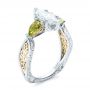  Platinum And 14K Gold Platinum And 14K Gold Custom Two-tone Marquise Diamond And Peridot Engagement Ring - Three-Quarter View -  101990 - Thumbnail