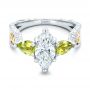 18k White Gold And Platinum 18k White Gold And Platinum Custom Two-tone Marquise Diamond And Peridot Engagement Ring - Flat View -  101990 - Thumbnail