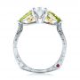 14k White Gold And Platinum 14k White Gold And Platinum Custom Two-tone Marquise Diamond And Peridot Engagement Ring - Front View -  101990 - Thumbnail