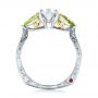  Platinum And 18K Gold Custom Two-tone Marquise Diamond And Peridot Engagement Ring - Front View -  101990 - Thumbnail