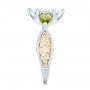  Platinum And 18K Gold Custom Two-tone Marquise Diamond And Peridot Engagement Ring - Side View -  101990 - Thumbnail