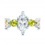  Platinum And 14K Gold Platinum And 14K Gold Custom Two-tone Marquise Diamond And Peridot Engagement Ring - Top View -  101990 - Thumbnail