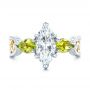  Platinum And 18K Gold Custom Two-tone Marquise Diamond And Peridot Engagement Ring - Top View -  101990 - Thumbnail