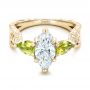 14k Yellow Gold And 14K Gold 14k Yellow Gold And 14K Gold Custom Two-tone Marquise Diamond And Peridot Engagement Ring - Flat View -  101990 - Thumbnail