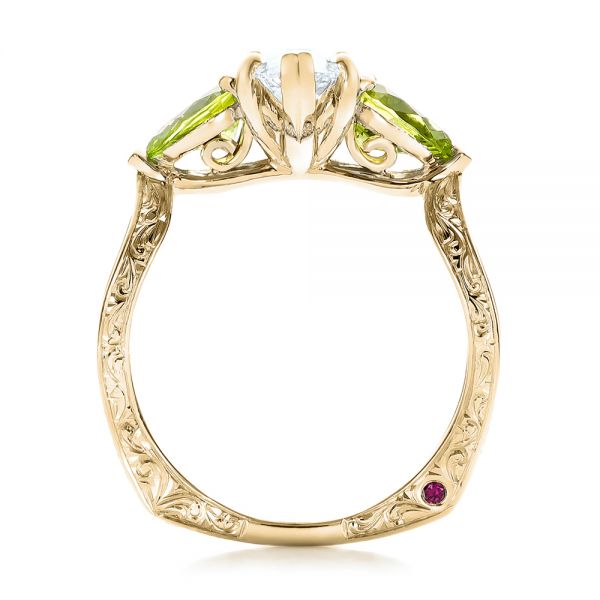 14k Yellow Gold And 18K Gold 14k Yellow Gold And 18K Gold Custom Two-tone Marquise Diamond And Peridot Engagement Ring - Front View -  101990
