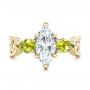 14k Yellow Gold And Platinum 14k Yellow Gold And Platinum Custom Two-tone Marquise Diamond And Peridot Engagement Ring - Top View -  101990 - Thumbnail
