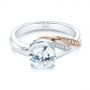 18k Rose Gold Custom Two-tone Moissanite And Diamond Wrap Engagement Ring - Flat View -  105158 - Thumbnail