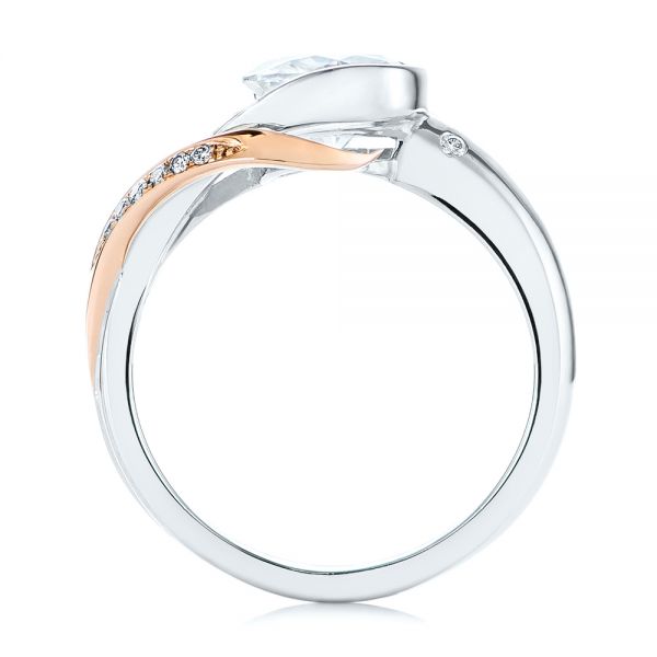 18k Rose Gold Custom Two-tone Moissanite And Diamond Wrap Engagement Ring - Front View -  105158