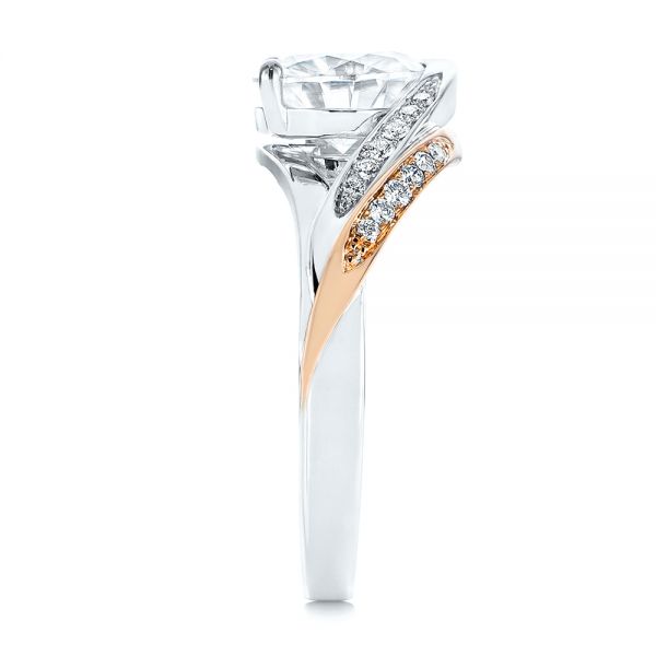 18k Rose Gold Custom Two-tone Moissanite And Diamond Wrap Engagement Ring - Side View -  105158