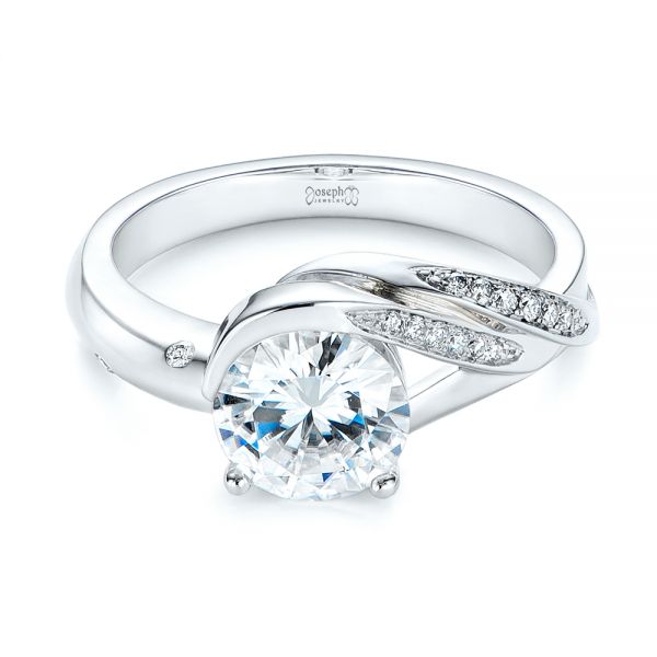  Platinum Platinum Custom Two-tone Moissanite And Diamond Wrap Engagement Ring - Flat View -  105158