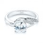 14k White Gold 14k White Gold Custom Two-tone Moissanite And Diamond Wrap Engagement Ring - Flat View -  105158 - Thumbnail