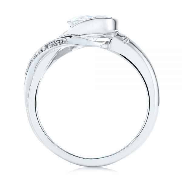  Platinum Platinum Custom Two-tone Moissanite And Diamond Wrap Engagement Ring - Front View -  105158