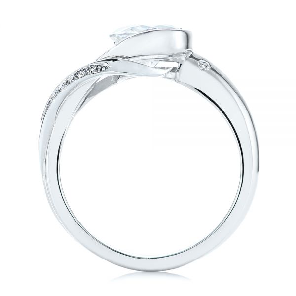 14k White Gold 14k White Gold Custom Two-tone Moissanite And Diamond Wrap Engagement Ring - Front View - 105158