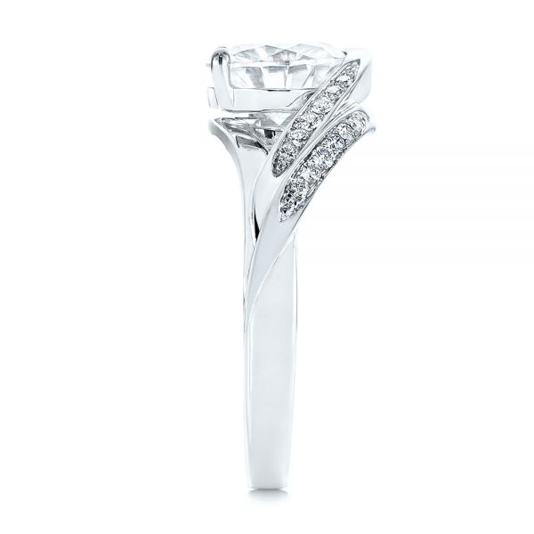 14k White Gold 14k White Gold Custom Two-tone Moissanite And Diamond Wrap Engagement Ring - Side View - 105158