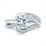 14k White Gold 14k White Gold Custom Two-tone Moissanite And Diamond Wrap Engagement Ring - Top View -  105158 - Thumbnail