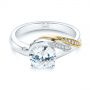 14k Yellow Gold 14k Yellow Gold Custom Two-tone Moissanite And Diamond Wrap Engagement Ring - Flat View -  105158 - Thumbnail