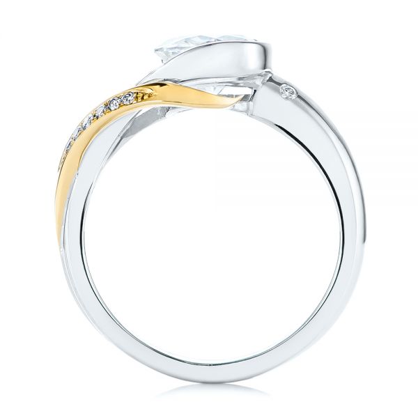 18k Yellow Gold 18k Yellow Gold Custom Two-tone Moissanite And Diamond Wrap Engagement Ring - Front View - 105158