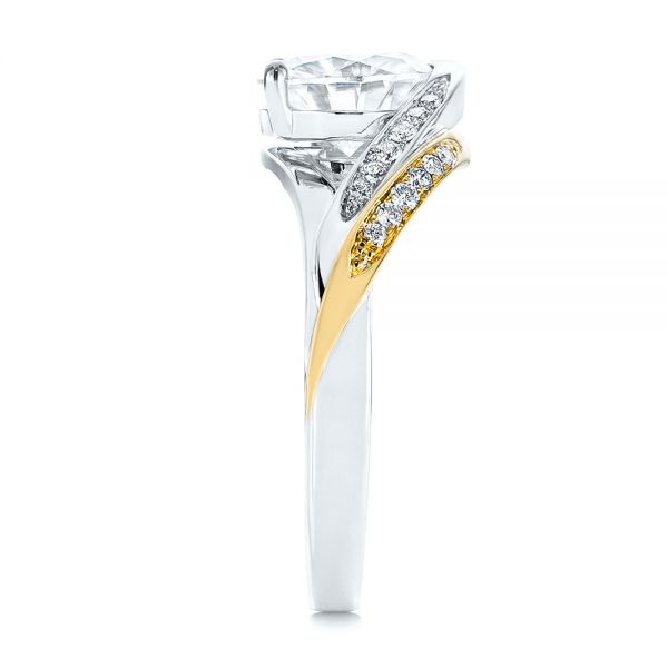 18k Yellow Gold 18k Yellow Gold Custom Two-tone Moissanite And Diamond Wrap Engagement Ring - Side View -  105158