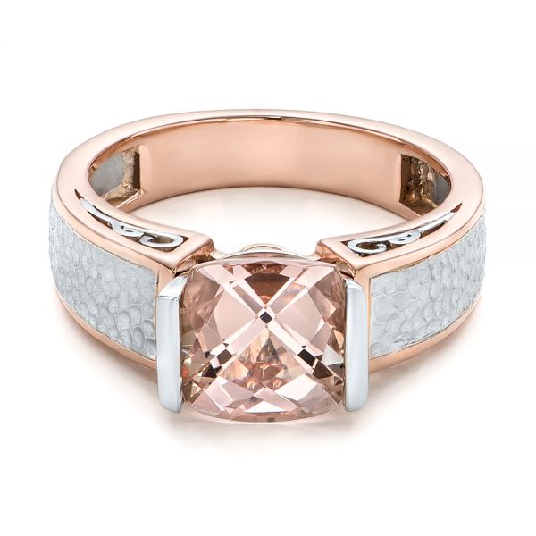 14k Rose Gold And Platinum 14k Rose Gold And Platinum Custom Two-tone Morganite Engagement Ring - Flat View -  102288