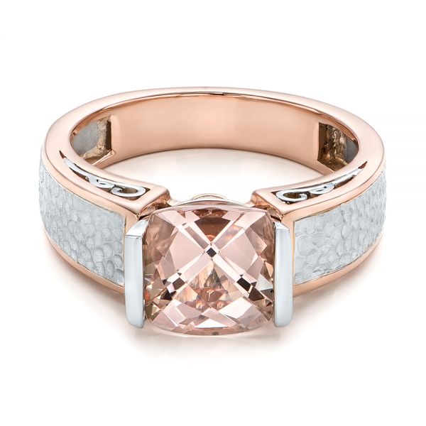 14k Rose Gold And 14K Gold 14k Rose Gold And 14K Gold Custom Two-tone Morganite Engagement Ring - Flat View -  102288