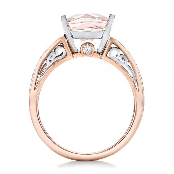 18k Rose Gold And 18K Gold 18k Rose Gold And 18K Gold Custom Two-tone Morganite Engagement Ring - Front View -  102288