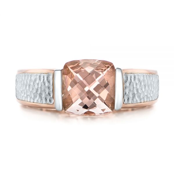 18k Rose Gold And Platinum 18k Rose Gold And Platinum Custom Two-tone Morganite Engagement Ring - Top View -  102288