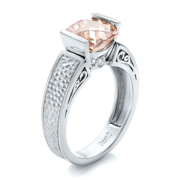  Platinum And Platinum Platinum And Platinum Custom Two-tone Morganite Engagement Ring - Three-Quarter View -  102288